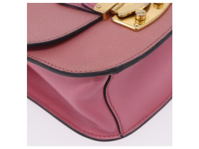Borsa a tracolla Miu Miu Madras Chain in pelle rosa tono oro Auth ka6212 - vista 14