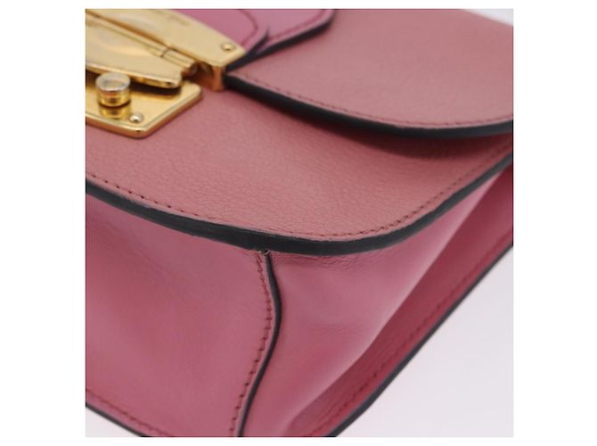 Borsa a tracolla Miu Miu Madras Chain in pelle rosa tono oro Auth ka6212 - vista 15