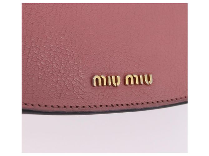 Borsa a tracolla Miu Miu Madras Chain in pelle rosa tono oro Auth ka6212 - vista 18