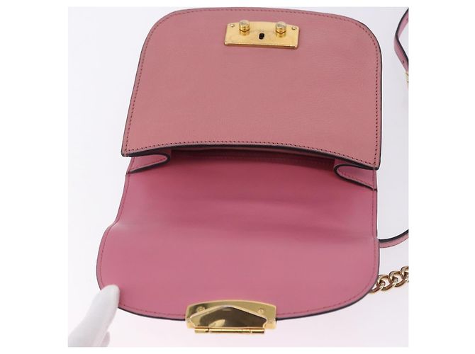 Borsa a tracolla Miu Miu Madras Chain in pelle rosa tono oro Auth ka6212 - vista 20