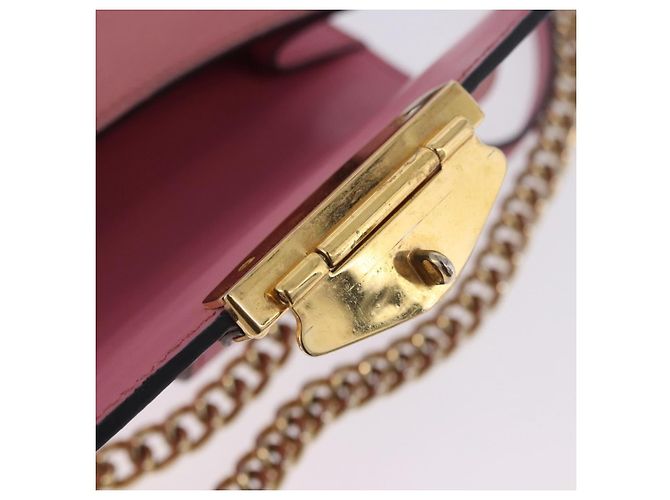 Borsa a tracolla Miu Miu Madras Chain in pelle rosa tono oro Auth ka6212 - vista 21