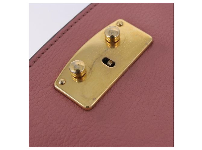 Borsa a tracolla Miu Miu Madras Chain in pelle rosa tono oro Auth ka6212 - vista 22
