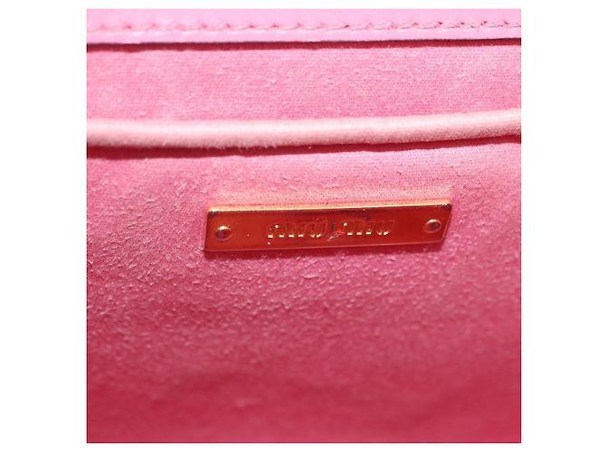 Borsa a tracolla Miu Miu Madras Chain in pelle rosa tono oro Auth ka6212 - vista 23