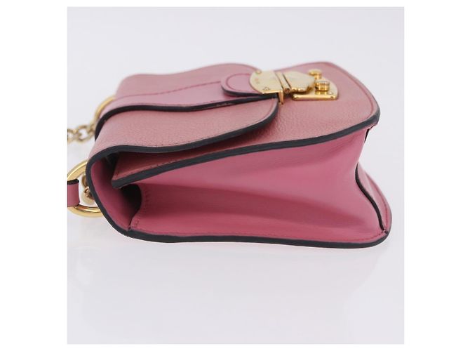 Borsa a tracolla Miu Miu Madras Chain in pelle rosa tono oro Auth ka6212 - vista 6
