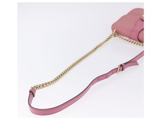Borsa a tracolla Miu Miu Madras Chain in pelle rosa tono oro Auth ka6212 - vista 8