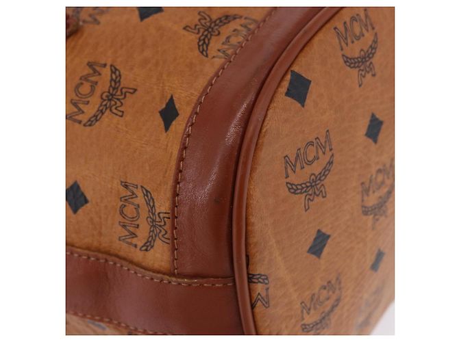 MCM Vicetos Logogram Schultertasche PVC Leather Brown Gold Auth 204094 Braun Golden - Ansicht 12