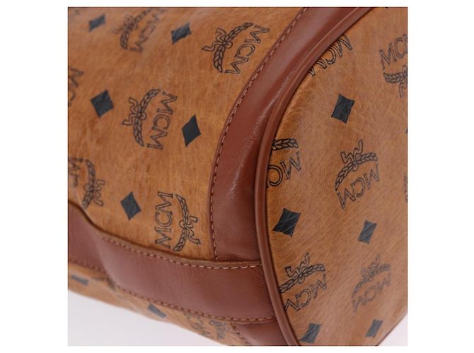 MCM Vicetos Logogram Schultertasche PVC Leather Brown Gold Auth 204094 Braun Golden - Ansicht 14