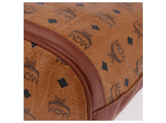 MCM Vicetos Logogram Schultertasche PVC Leather Brown Gold Auth 204094 Braun Golden - Ansicht 15