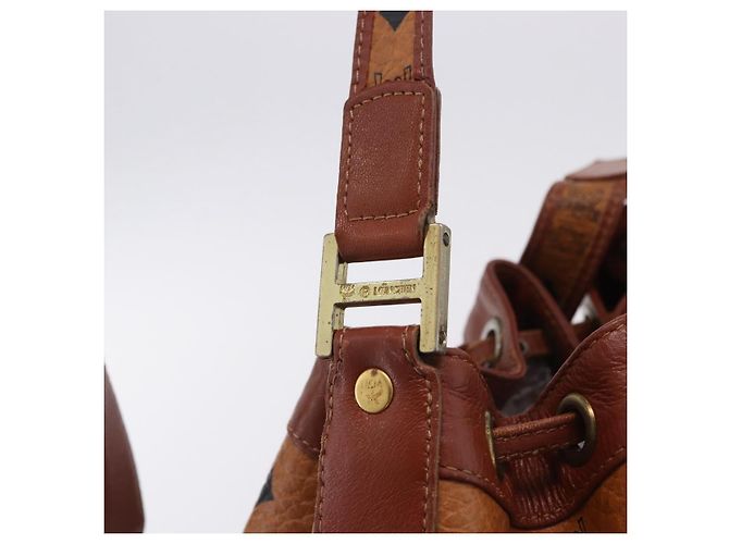 MCM Vicetos Logogram Schultertasche PVC Leather Brown Gold Auth 204094 Braun Golden - Ansicht 17