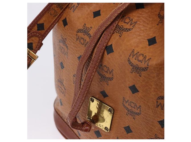 MCM Vicetos Logogram Schultertasche PVC Leather Brown Gold Auth 204094 Braun Golden - Ansicht 19