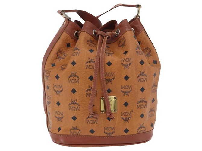 MCM Vicetos Logogram Schultertasche PVC Leather Brown Gold Auth 204094 Braun Golden - Ansicht 2