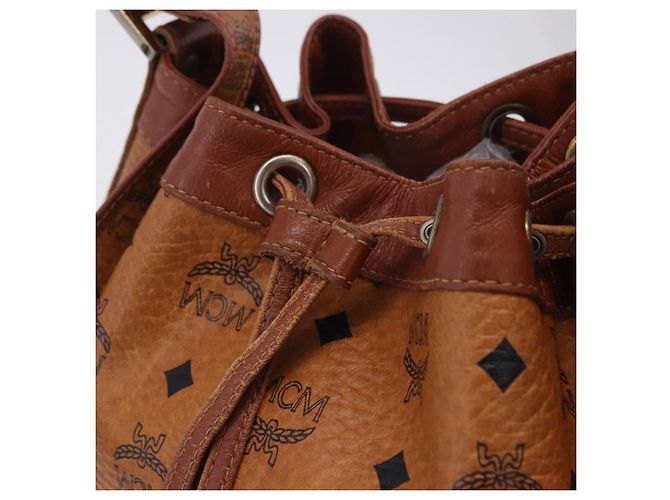 MCM Vicetos Logogram Schultertasche PVC Leather Brown Gold Auth 204094 Braun Golden - Ansicht 20