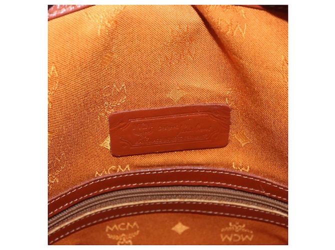 MCM Vicetos Logogram Schultertasche PVC Leather Brown Gold Auth 204094 Braun Golden - Ansicht 22