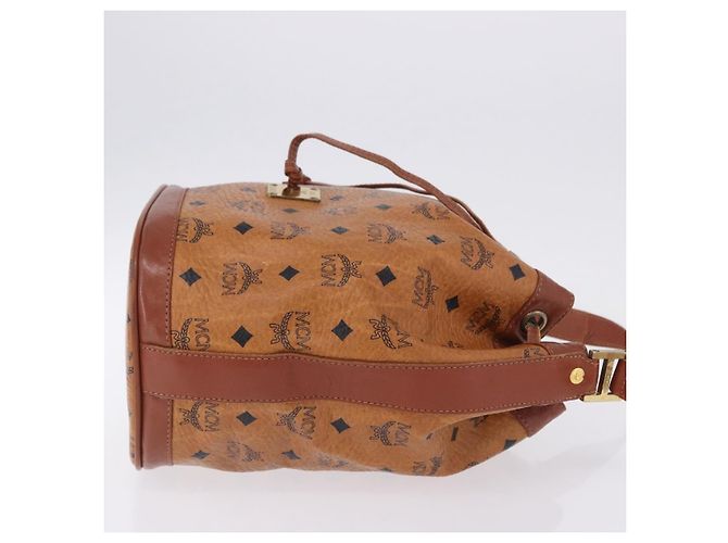 MCM Vicetos Logogram Schultertasche PVC Leather Brown Gold Auth 204094 Braun Golden - Ansicht 4