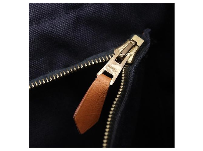 Hermès HERMES Nuova Borsa a Mano Fourre Tout PM Canvas Navy Silver Auth 204058 Argento Blu navy - vista 24