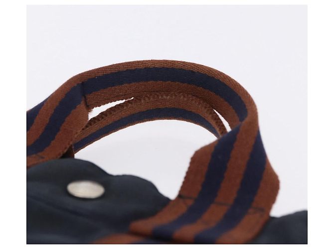 Hermès HERMES Nuova Borsa a Mano Fourre Tout PM Canvas Navy Silver Auth 204058 Argento Blu navy - vista 9