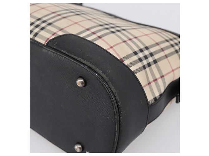 BURBERRY Nova Check Schultertasche Canvas Beige Silver Auth 203707 Silber - Ansicht 10