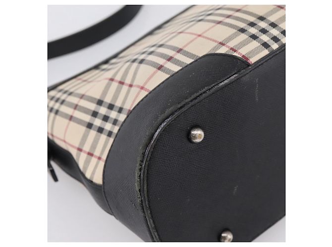 BURBERRY Nova Check Schultertasche Canvas Beige Silver Auth 203707 Silber - Ansicht 11