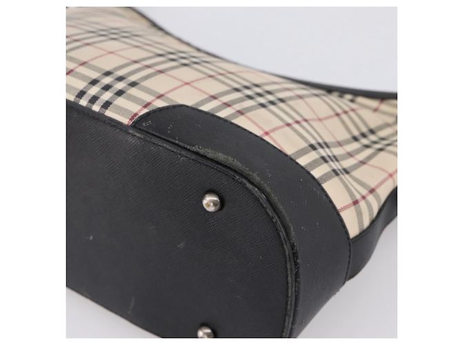 BURBERRY Nova Check Schultertasche Canvas Beige Silver Auth 203707 Silber - Ansicht 12