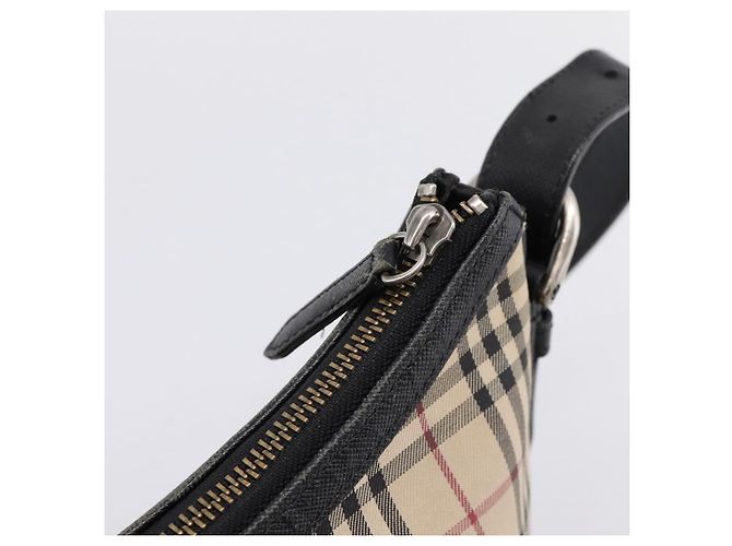 BURBERRY Nova Check Schultertasche Canvas Beige Silver Auth 203707 Silber - Ansicht 14