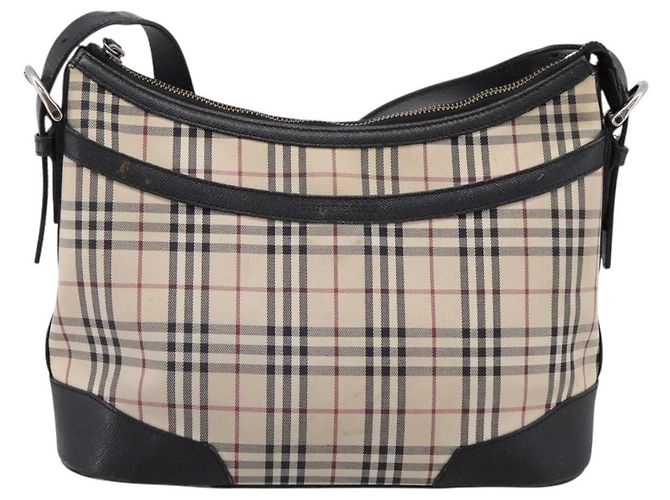 BURBERRY Nova Check Schultertasche Canvas Beige Silver Auth 203707 Silber - Ansicht 2