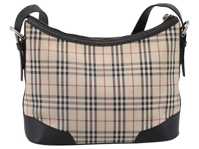 BURBERRY Nova Check Schultertasche Canvas Beige Silver Auth 203707 Silber - Ansicht 3