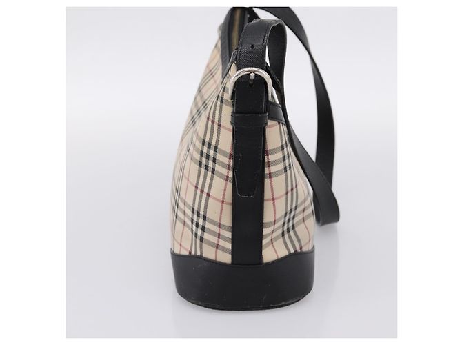 BURBERRY Nova Check Schultertasche Canvas Beige Silver Auth 203707 Silber - Ansicht 4