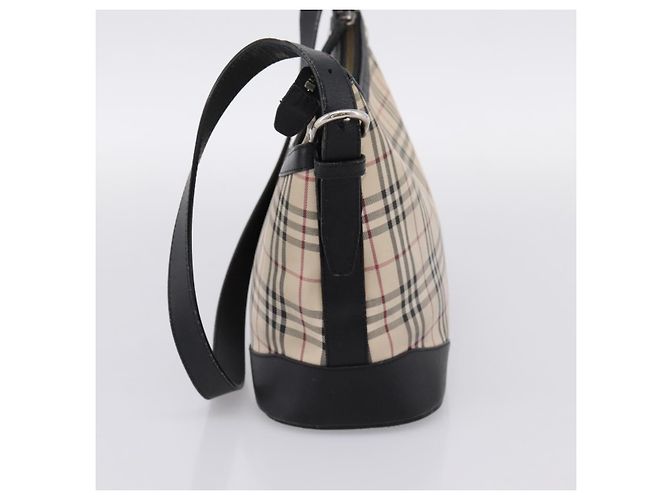 BURBERRY Nova Check Schultertasche Canvas Beige Silver Auth 203707 Silber - Ansicht 5