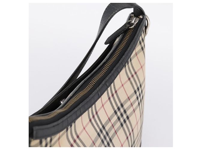 BURBERRY Nova Check Schultertasche Canvas Beige Silver Auth 203707 Silber - Ansicht 6