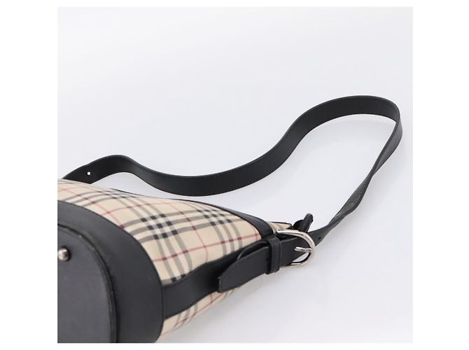 BURBERRY Nova Check Schultertasche Canvas Beige Silver Auth 203707 Silber - Ansicht 8