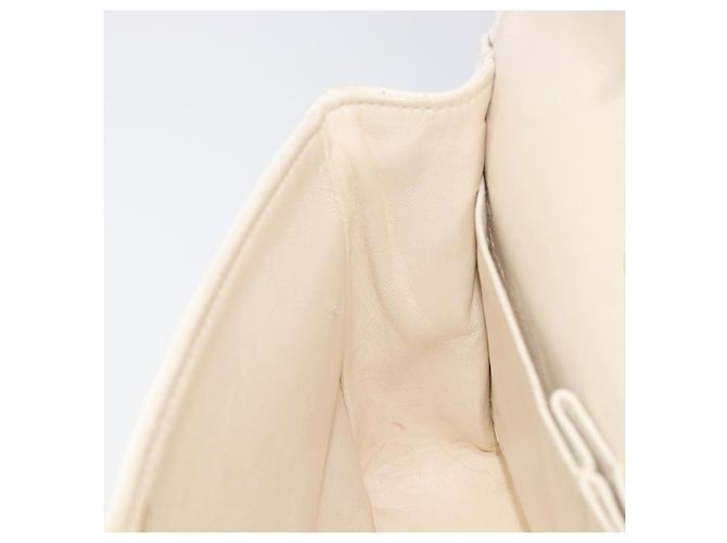 Borsa CHANEL Matelasse Double Flap Chain Bag Lamb Skin White Gold CC Auth 201534 Bianco D'oro - vista 26