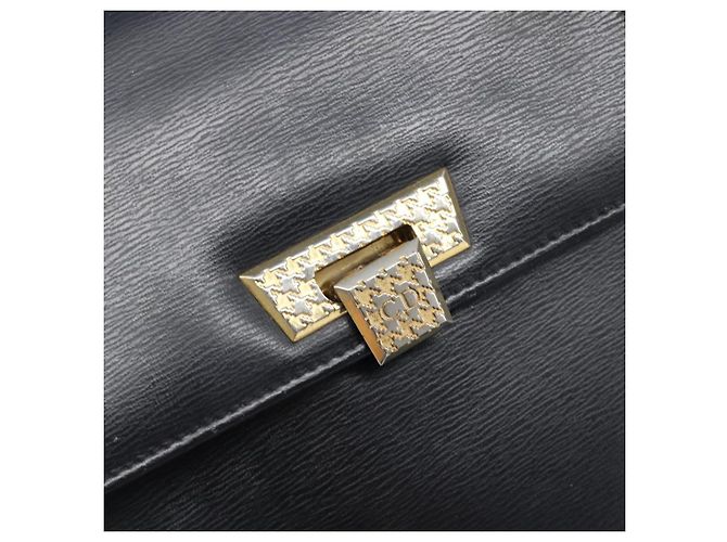 Borsa a mano Christian Dior in pelle 2way Nero Oro Auth 204155 D'oro - vista 18