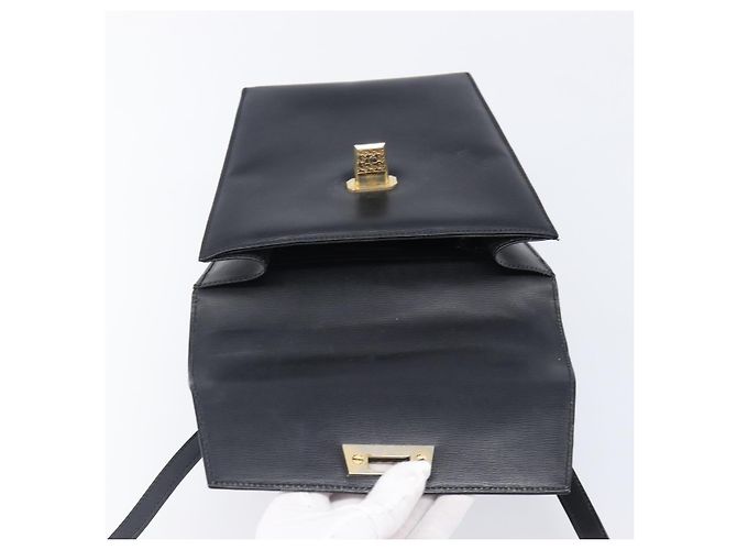 Borsa a mano Christian Dior in pelle 2way Nero Oro Auth 204155 D'oro - vista 19