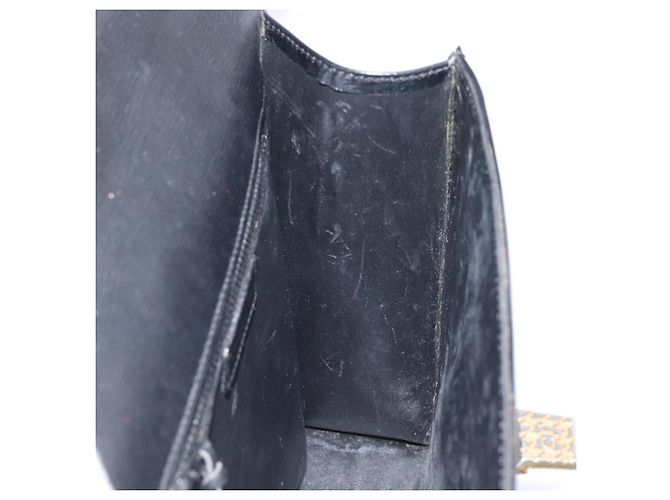 Borsa a mano Christian Dior in pelle 2way Nero Oro Auth 204155 D'oro - vista 22