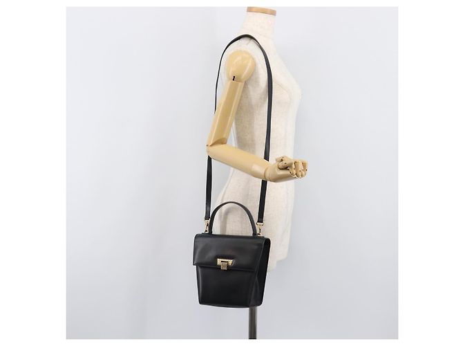 Borsa a mano Christian Dior in pelle 2way Nero Oro Auth 204155 D'oro - vista 26