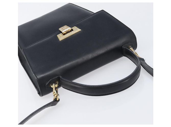 Borsa a mano Christian Dior in pelle 2way Nero Oro Auth 204155 D'oro - vista 6