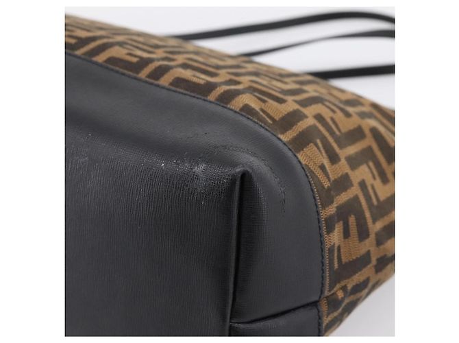 FENDI Zucca Canvas Tote Bag Schwarz Braun Auth 204873 - Ansicht 12