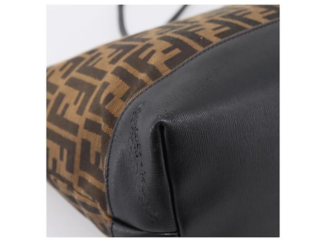 FENDI Zucca Canvas Tote Bag Schwarz Braun Auth 204873 - Ansicht 13