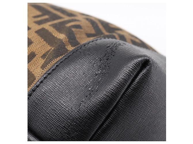 FENDI Zucca Canvas Tote Bag Schwarz Braun Auth 204873 - Ansicht 14
