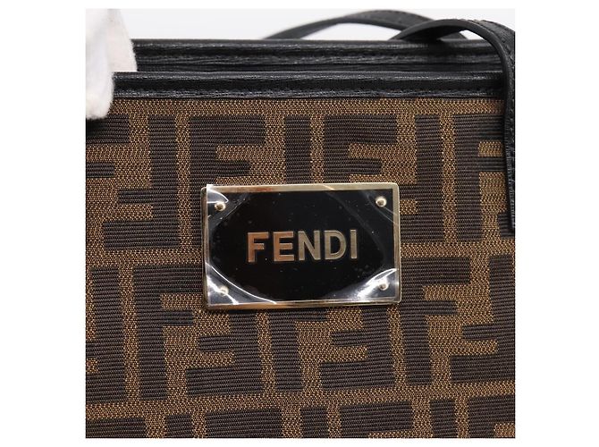 FENDI Zucca Canvas Tote Bag Schwarz Braun Auth 204873 - Ansicht 15