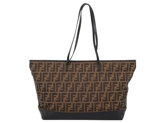 FENDI Zucca Canvas Tote Bag Schwarz Braun Auth 204873 - Ansicht 3