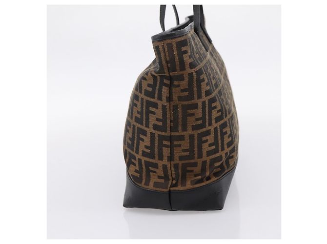 FENDI Zucca Canvas Tote Bag Schwarz Braun Auth 204873 - Ansicht 5