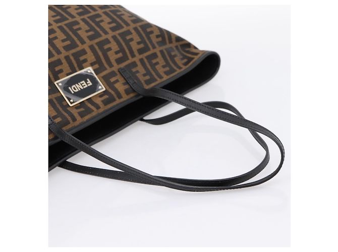 FENDI Zucca Canvas Tote Bag Schwarz Braun Auth 204873 - Ansicht 7