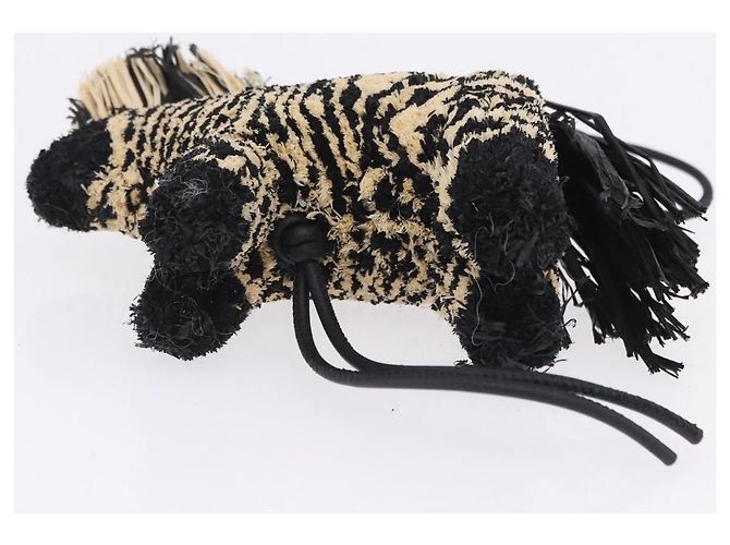 LOEWE Ciondolo Borsa Motif Zebra Pelle Black Beige Auth 167701SAM Nero - vista 10