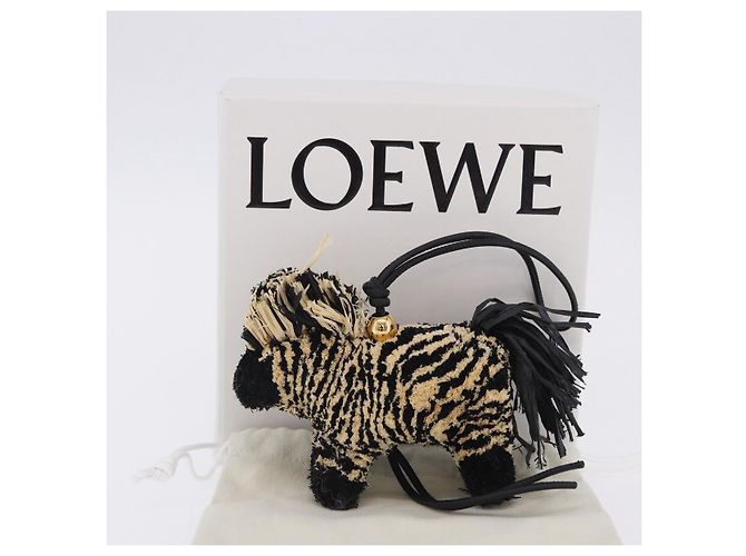 LOEWE Ciondolo Borsa Motif Zebra Pelle Black Beige Auth 167701SAM Nero - vista 12