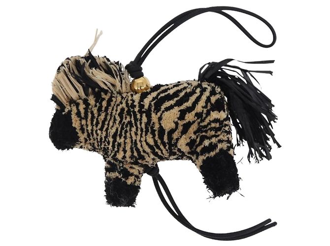 LOEWE Ciondolo Borsa Motif Zebra Pelle Black Beige Auth 167701SAM Nero - vista 13