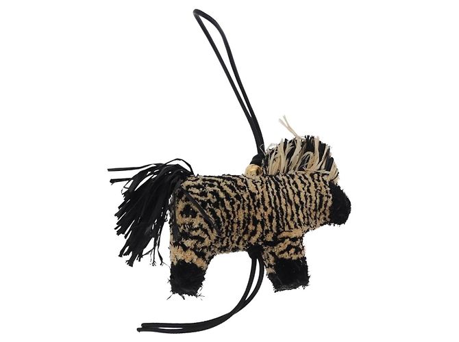 LOEWE Ciondolo Borsa Motif Zebra Pelle Black Beige Auth 167701SAM Nero - vista 2