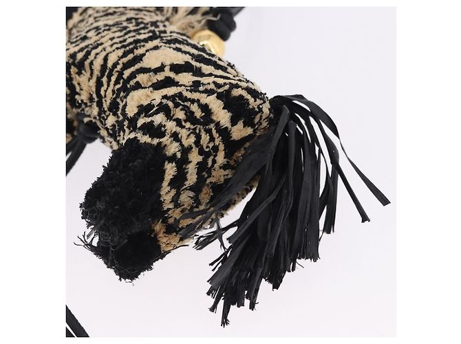 LOEWE Ciondolo Borsa Motif Zebra Pelle Black Beige Auth 167701SAM Nero - vista 5
