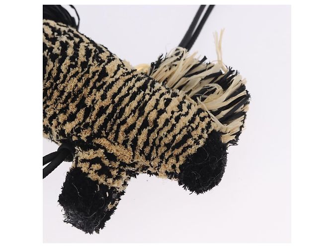 LOEWE Ciondolo Borsa Motif Zebra Pelle Black Beige Auth 167701SAM Nero - vista 6