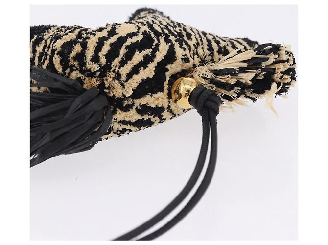 LOEWE Ciondolo Borsa Motif Zebra Pelle Black Beige Auth 167701SAM Nero - vista 9